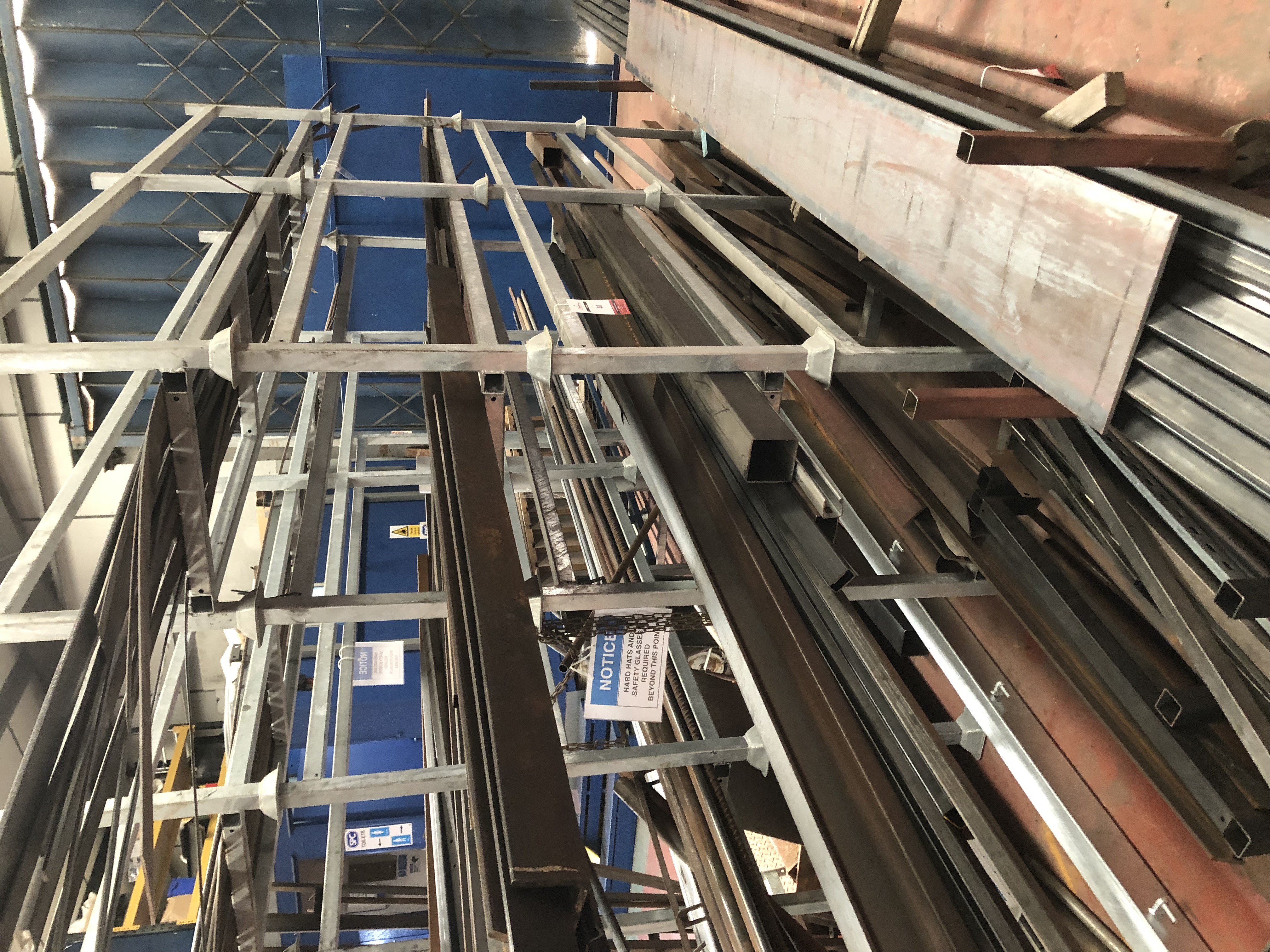 4 x Stacked Metal Stock Stillage and Contents of Steel Box, Angle and