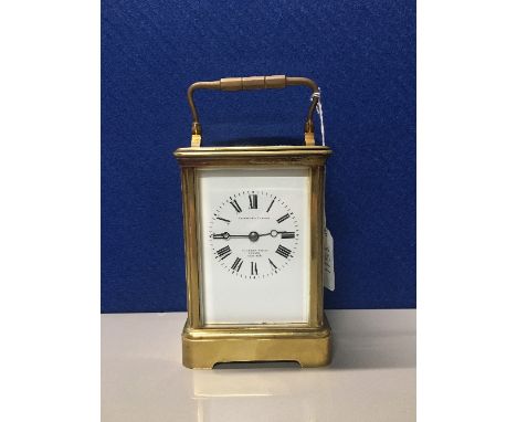 GOLDSMITHS AND CO REPEATING BRASS CARRIAGE CLOCK