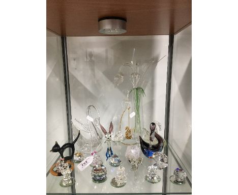 SHELF CRYSTAL AND LAMPWORK BIRDS AND ANIMALS