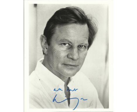  Michael York signed 10 x 8 b/w portrait photo.  Good condition. All signed items come with a Certificate of Authenticity and