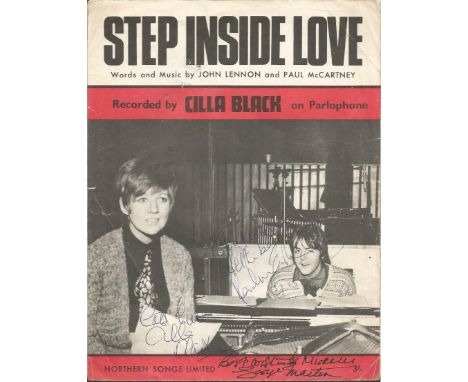 Paul McCartney, Cilla Black and George Martin signed sheet music. Sheet music for Step Inside Love autographed on the front b