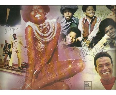Motown legends signed to front and back of Motown Chartbusters Vol 5 33 RPM record. Includes Marvin Gaye X2, Edwin Starr, Smo