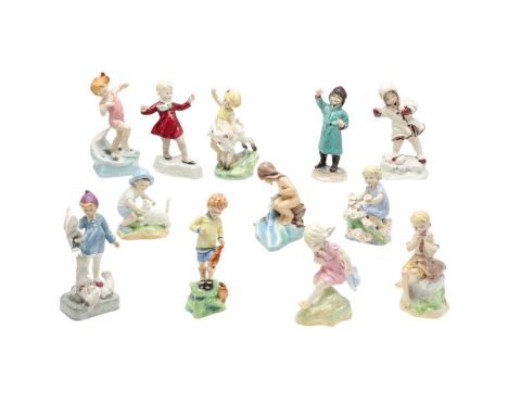 A full set of 12 Months of the Year figures, designed by Freda Doughtly for Royal Worcester. (12).   *CR  All seem in good co