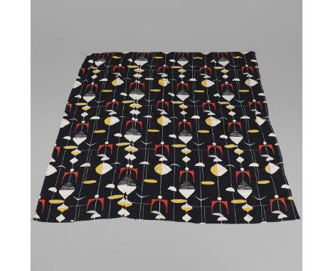 A pair of 1950's single cotton curtains designed by Marian Mahler and made by David Whitehead. In the 'Mobile' design and on 