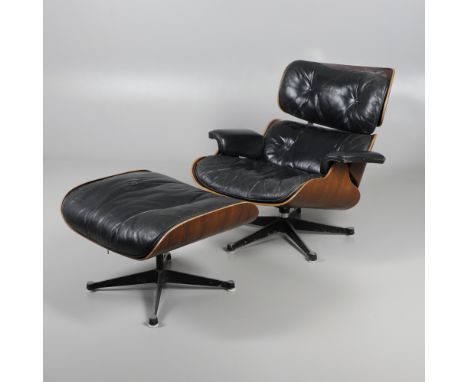 Model Numbers 670 and 671, the wooden laminate shells covered with buttoned black leather cushions. Both mounted on chrome an