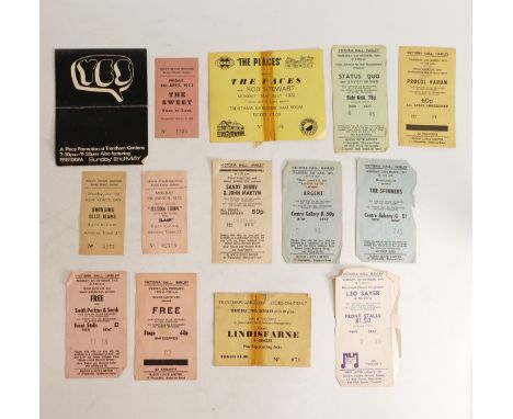 Early 1970's  concert ticket stubs including; Rod Stewart &amp; the Faces, Sweet, Argent, Sandy Denny, Free (2), Elton John, 