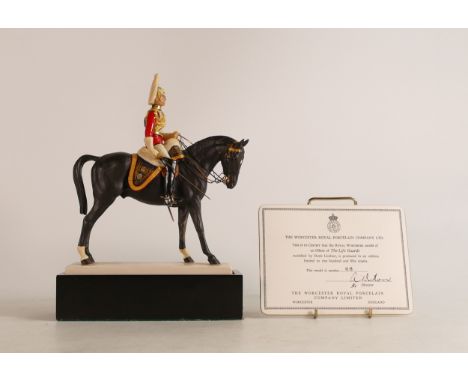 Royal Worcester model of an Officer of The Life Guards, modelled by Doris Lindner. Limited edition 68/150, with certificate 