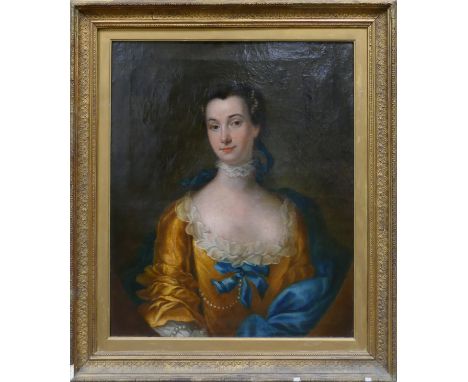 In the manner of Thomas Hudson (English, 1701-1779). Half-length portrait of Mary, the wife of Thomas Birch D. D. F.R.S. (170