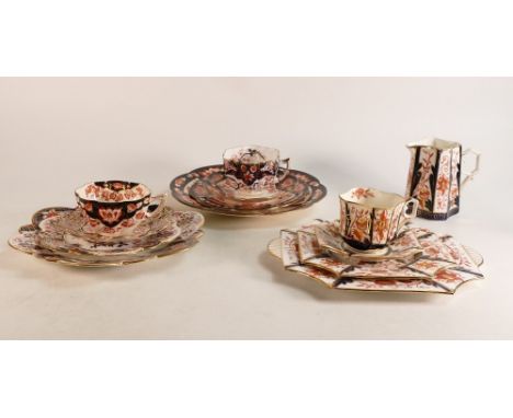 Wileman &amp; Co. three trios and bread &amp; butter plates with Square shape milk jug. Includes Daisy shape, Fairy shape &am