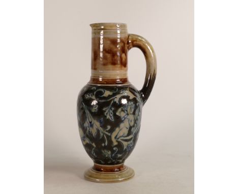 Robert Wallace Martin at Martin Brothers jug, decorated with scrolling flowers and leaves, inscribed 'R W Martin &amp; Bros.,