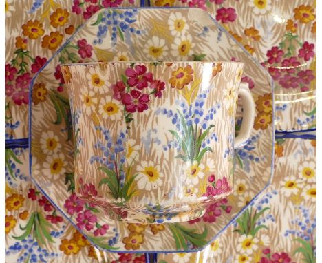 A large collection of Royal Winton Grimwades Marguerite Chintz China items to include - tea service, graduated jugs, fruit bo