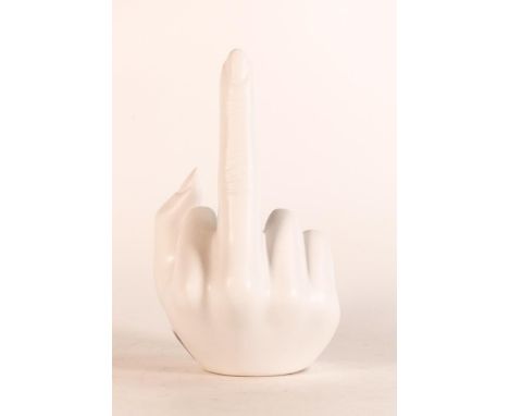 Anissa Kermiche candlestick in the form of a hand with a raised middle finger 'French For Goodnight', 16cm 
