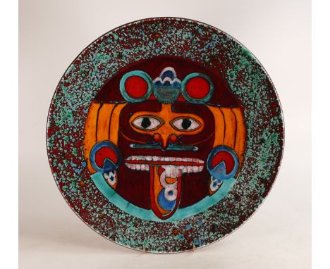 Anita Harris rare Aztec large charger. Gold signed to base, diameter 42cm 