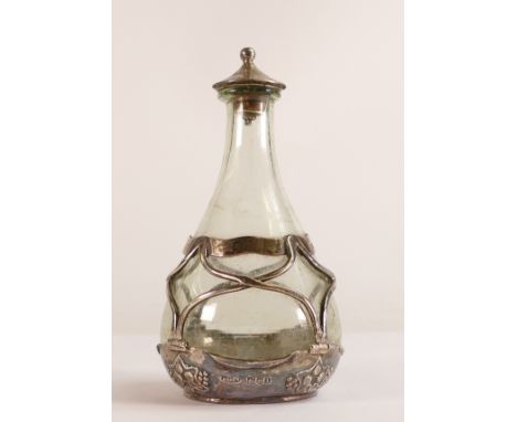 Omar Ramsden and Alwyn Carr - Edwardian Arts and Crafts hallmarked silver mounted glass oil or vinegar bottle, London 1904 by