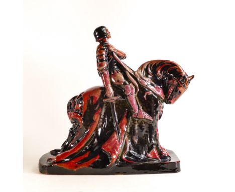 Rare Royal Doulton Flambe/Sung model of St George on horseback, modelled by Stanley Thorogood, c1930, this model is the same 