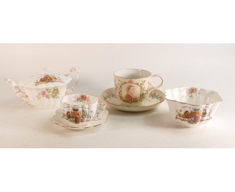 Wileman & Co. Empire shape tea pot, Daisy shape cups, saucer and sugar bowl together with a Mammoth cup & saucer commemoratin