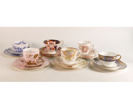 Wileman &amp; Co., six trios. Shapes include two Lily examples, Victoria, Bute, Violet &amp; Gainsborough. Patt No.s 3541, 60