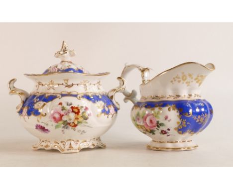 Probably Coalport milk jug &amp; sucrier / sugar bowl with lid.&nbsp; 19th century and of similar design.&nbsp;&nbsp;