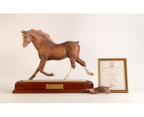 Clermont Fine China limited edition model of a horse, Arab Stallion Sherazan, by Robert Donaldson, on a plinth with certifica