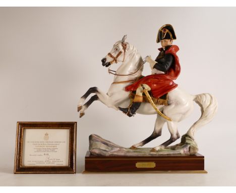 Royal Worcester model of Napoleon Bonaparte modelled by Bernard Winskill on wooden base. Limited edition 625/750 with certifi