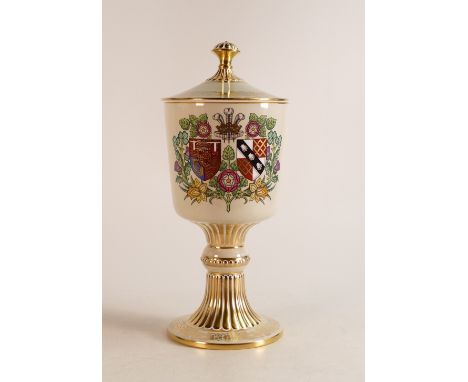 Spode Commemorative chalice &amp; cover, "To celebrate the wedding of His Royal Highness Charles to Diana 1981". Height: 33cm