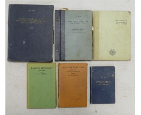 A collection of books relating to the Royal Navy belonging to Officer R.L.Inskip including Engineering Manual for HM Fleet, M