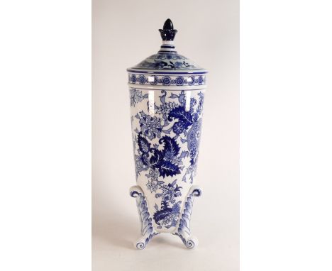 Giant size Spode limited edition blue &amp; white porcelain vase &amp; cover - titled Statement Worcester Wheel, in a limited