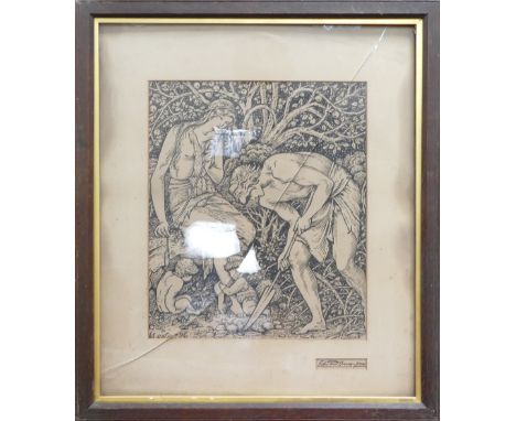 Edward Burne JONES (1833-1898) 'Adam &amp; Eve'. Produced for the first book edition of William Morris' A Dream of John Ball.