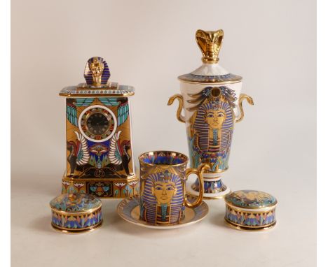 Compton &amp; Woodhouse Wonders of The Nile items to include - The Golden Vase of Tutankhamun, mantle clock, lidded pots, plu