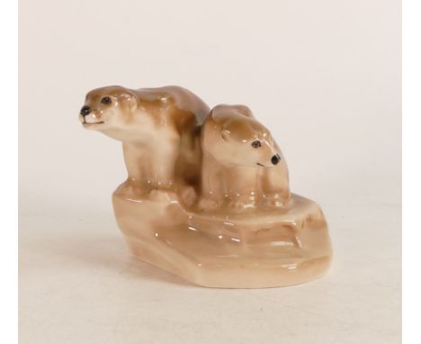 Royal Doulton - Polar bears on ice floe - group, appearing to be unrecorded in this colourway, and only very rarely seen in F