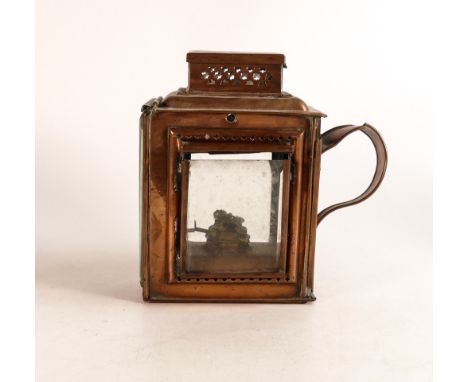 A rare Victorian Railway carrying Lantern. Pierced decoration to upper and middle sections. Hinged panels to top and above bo
