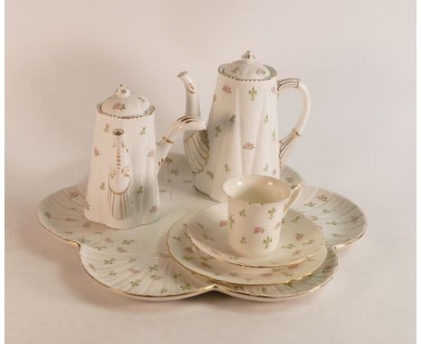 Wileman &amp; Co. Cabaret tray, coffee pot and chocolate pot in the Dainty shape together with a trio in the Dorothy shape. P