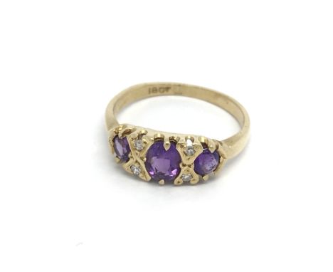 18ct Amethyst and diamond ring (K.5), 2.7g