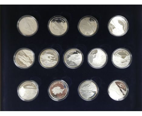 Solomon Islands Silver proof 25 Dollars 2003 History of Powered Flight a 13-coin set each with a different aircraft depicted 