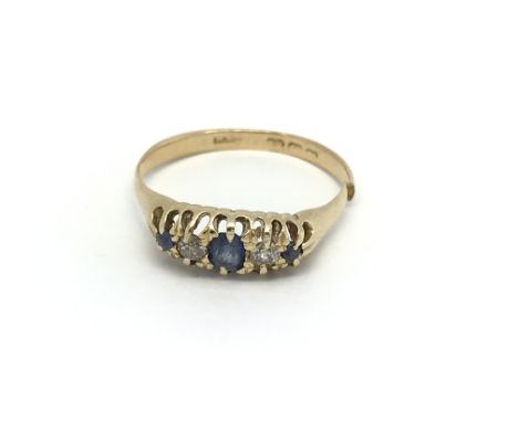 A 1920s sapphire and diamond ring size R note (shank is cut)