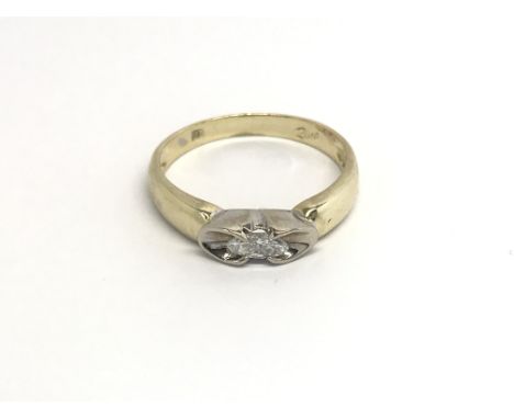 A 14carat gold ring set with two diamonds ring size N.