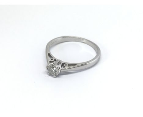 A 9carat gold white solitaire diamond ring the diamond approximately 0.25 of a carat. ring size L.