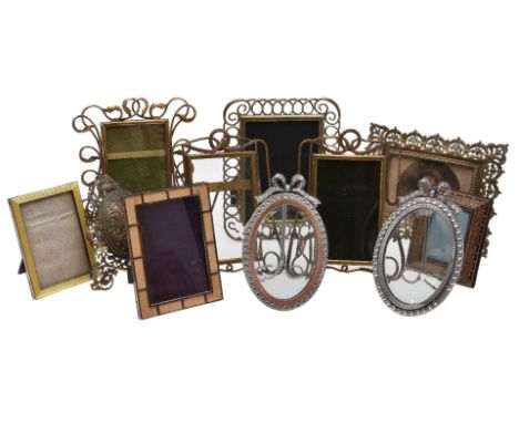 A collection of photograph frames, including a silver and enamel rectangular example, maker’s mark mis-struck, Birmingham 192