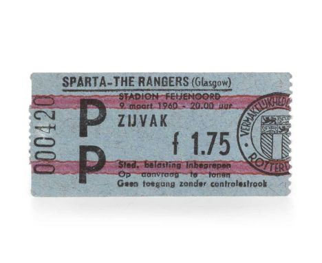 SPARTA ROTTERDAM VS. RANGERS F.C., TICKET, 9TH MARCH 1960 00420