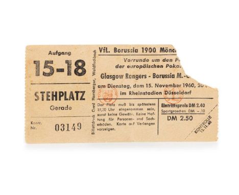 BORUSSIA MONCHENGLADBACH VS. RANGERS F.C., TICKET, 15TH NOVEMBER 1960 Nr. 03149