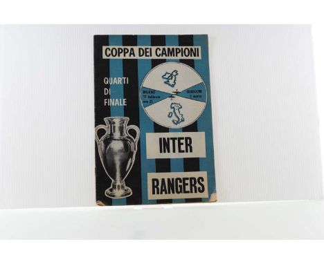 INTERNAZIOLE (INTER MILAN) VS. RANGERS F.C., EUROPEAN CUP QUARTER FINAL PROGRAMME, 17TH FEBRUARY 1964  Note: Rangers won this