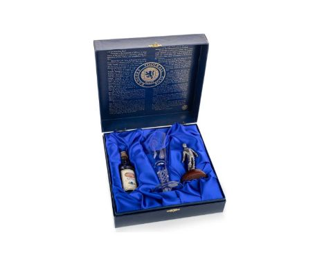 RANGERS F.C., THE COLLECTOR'S SET, comprising a Rangers Scotch Whisky miniature 40% / 5cl, a Glencairn glass etched with club