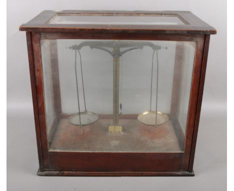 A cased set of chemical scales by Philip Harris &amp; Co Ltd.  