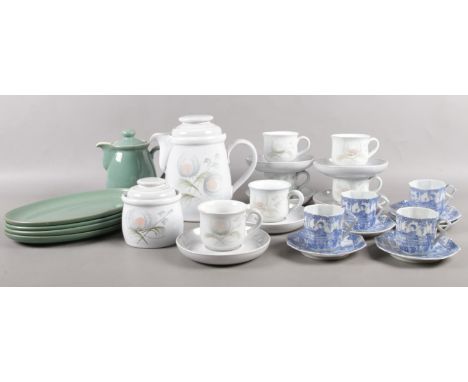 A quantity of ceramic's. Denby part coffee set- coffee pot, coffee cups/saucers, sugar bowl etc. To include  oriental style t