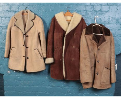 Three sheepskin coats. To include a Richard Draper light brown with brown piping Size 12 - a George Bell of Ripon Sheepskin c