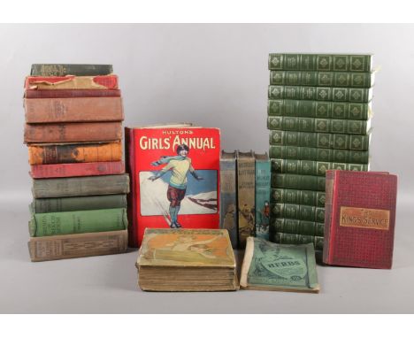 A box of vintage books. To include Uncle Tom's Cabin dated 1895, Barworth's Last Year by John Mowbray and a leather bound col