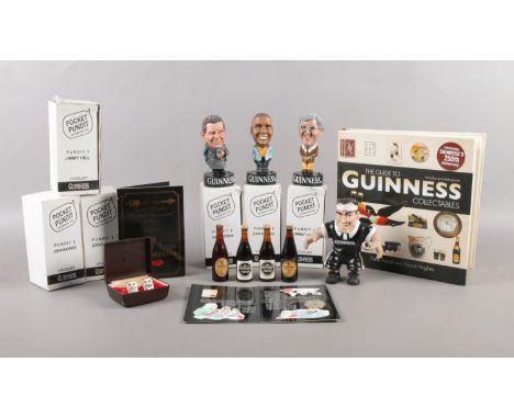 A selection of Guinness collectables. To include six boxed pocket pundits (Jimmy Hill, John Motson &amp; John Barnes), a boxe