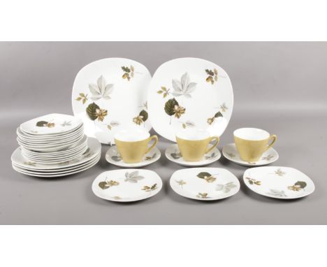 A collection of Midwinter Stylecraft fashion shape tea/dinner service. Three cups, saucers, side plates and two dinner plates
