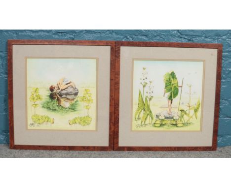 A pair of framed pastels from The Lost Worlds series, titled Step Back Into Time and Reflections. Signed Xedic.  