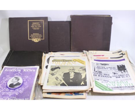 A quantity of vintage newspapers, magazines and four books containing 12" and 10" vinyl classical vinyl records. Records incl